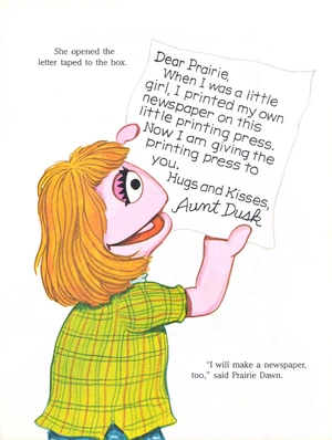 Prairie Dawk reading the letter sent and signed by Aunt Dusk.