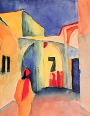 View down a street, by August Macke
