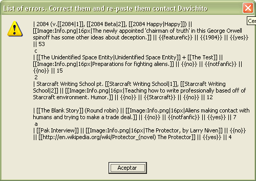Errors report