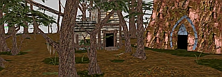 A building and cave entrance from CTP forest