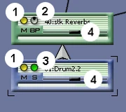 (1) Mute machine(2) Bypass effect(3) Solo (mute every other generator)(4) Panning