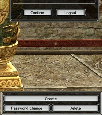 Alt+Z "Character Selection" screen - note the "Password change" button