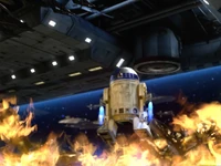 R2-D2 сжигает двух боевых супердроидов.