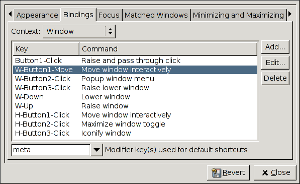 Bindings configurator.