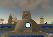 Close up of the clock and signage of the Stillman telehub.