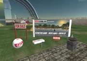 A display at the event featuring SL's Land market and Anshe Chung's signs.