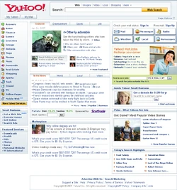 Снимка на началната страница на Yahoo! взета на 26 април 2007