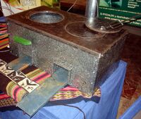Metal Rocket stove displayed by David and Ruth Whitfield in Granada in 2006