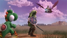 Yoshi and Link losing the Halberd after passing through the Forest.