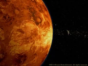 Orbital view of Mar Sara with the asteroid belt in the background.