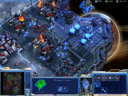 Early screenshot of StarCraft II gameplay