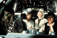 Han Solo, Luke Skywalker and Obi-Wan Kenobi on their way to Alderaan.