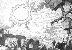 The Glowpoint and a Hollowtown devastated during the firing of Centerpoint's Starbuster.