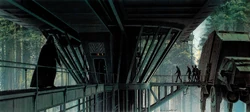 A piece of concept art for the Imperial outpost on Endor.