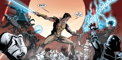 Stormtroopers during the Sith attack on the Jedi Praxeum on Ossus in 130 ABY.