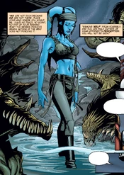 Aayla Secura in her Twi'lek-inspired clothing