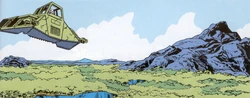 A Rebel airspeeder scouts Arbra.