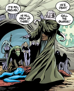 Pol, Force-pushed off a balcony.