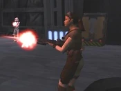 Jan Ors in a shoot-out with Imperial stormtroopers during a mission to Kejim.