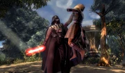 Kento being choked by Darth Vader.