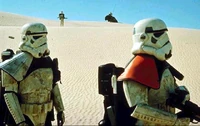 Stormtrooper Captain Mod Terrik commanding his troops on Tatooine looking for the Death Star plans.