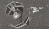 Maarek Stele flies a TIE Interceptor against a Y-wing.