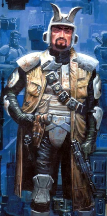 Kapp Dendo in his trademark armor on Brentaal IV.