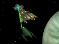 The ill-fated Romulan shuttle attacks a superior Rakelli cruiser