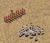 European Archers, with a crossbowman as a commander, engage a group of advancing swordsmen in the middle of a desert.