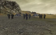 A group of Legion Infiltrators led by a Legion Defiler, backed up by some Legion Assault Speeders