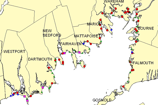 Buzzards Bay water temps reach low-mid 70s in mid-late summer.