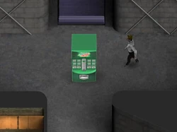 You think a vending machine smack in the middle of a major intersection would seem suspicious? Sector Seven puts cappuccino machines in front of elevator doors, this is normal for them.