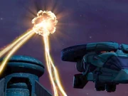 Now enormous, Megatron's spark looms over Cybertron in the vicinity of his Big Floating Head.