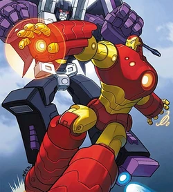 Skywarp realizes pushing Iron Man down a flight of stairs requires a flight of stairs.