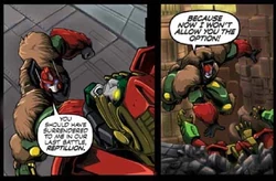 Optimus Primal went to the Rodimus Prime School of Surrender Acceptance.