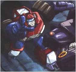 Let's see, red and blue?  Doesn't fit in aesthetically?  He's probably the forgotten fifth Fan Club combiner limb.