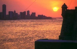 Havana City sunset, view from Castillo del Morro.