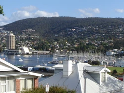 View of Wrest Point Casino and Sandy Bay, a suburb of Hobart.