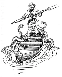 An amphisbaena from Wiedźmin: Gra Wyobraźni PnP RPG. Illustration by Jarosław Musiał.