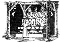 Melitele temple in an illustration from Wiedźmin: Gra Wyobraźni PnP RPG by Jarosław Musiał