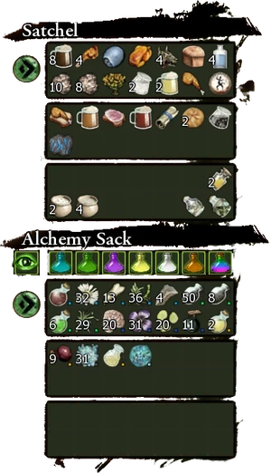 Satchel and Alchemy sack