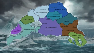 Mapa clásico de Northrend. Las diferentes zonas claramente visibles.