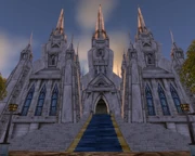 Vue extérieure de la Cathédrale de la Lumière à Stormwind.
