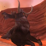 The remains of Mannoroth hoisted on a tree outside Grommash Hold in Orgrimmar