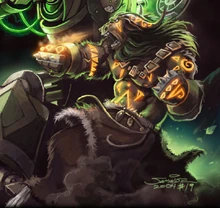 A tauren runemaster on his rune giant mount.