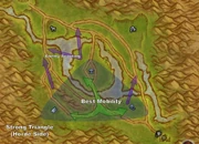 The Horde-side strong triangle formation, holding farm, blacksmith and lumber mill (click for larger view)