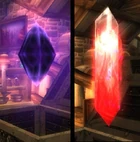 The dark crystal from which the Ashbringer would be crafted, before and after its purification