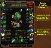 Outfit Config Screen (Modified Charcter Screen)