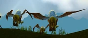 Sharpbeak, Switwind and Keenclaw, on their way back to Gryphon Master Talonaxe