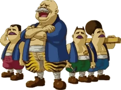 Artwork of Mutoh and his carpenters from Oracle of Ages